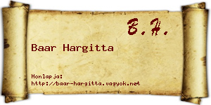 Baar Hargitta névjegykártya